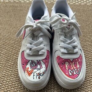 Auburn University Phi Mu Custom Painted White Sneakers
